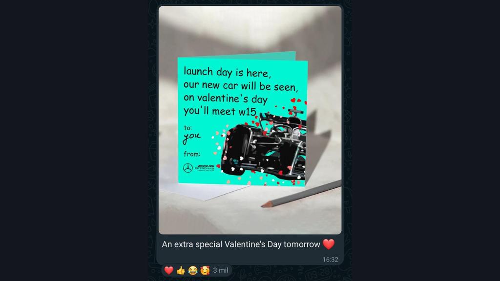 El anuncio hecho por el Mercedes AMG F1 Team en WhatsApp