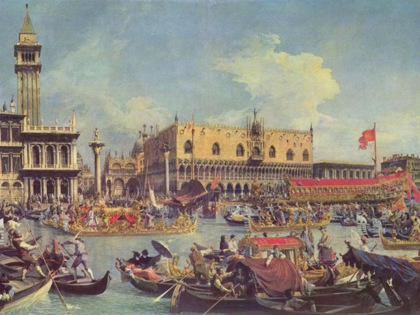 Cuadro de Venecia en carnaval del artista Canaletto (s.XVIII).