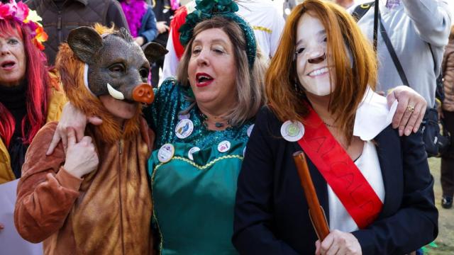 La alcaldesa Inés Rey celebra el martes de Carnaval disfrazada de jabalí.