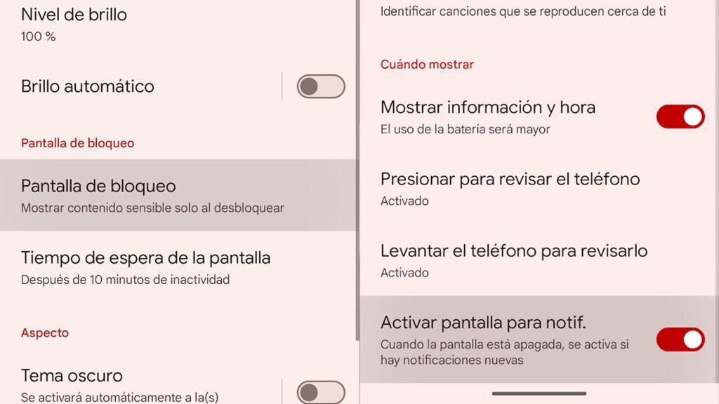 Activar pantalla para notificaciones