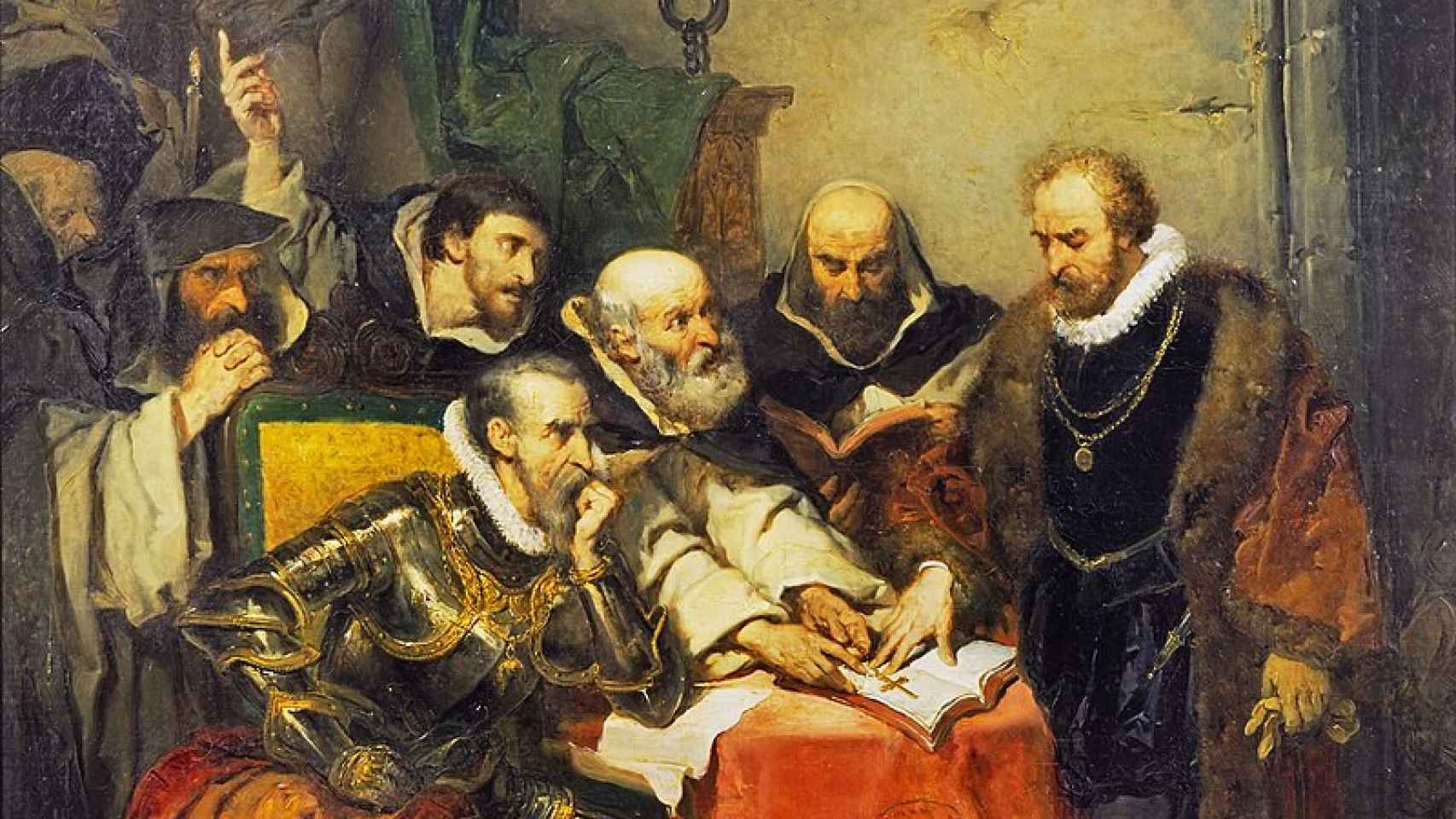 Óleo del juramento de Juan de Vargas ante el duque de Alba. Se convirtió en uno de sus colaboradores en el Tribunal de los Tumultos.