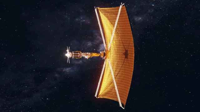 Representación de nave espacial con una vela solar