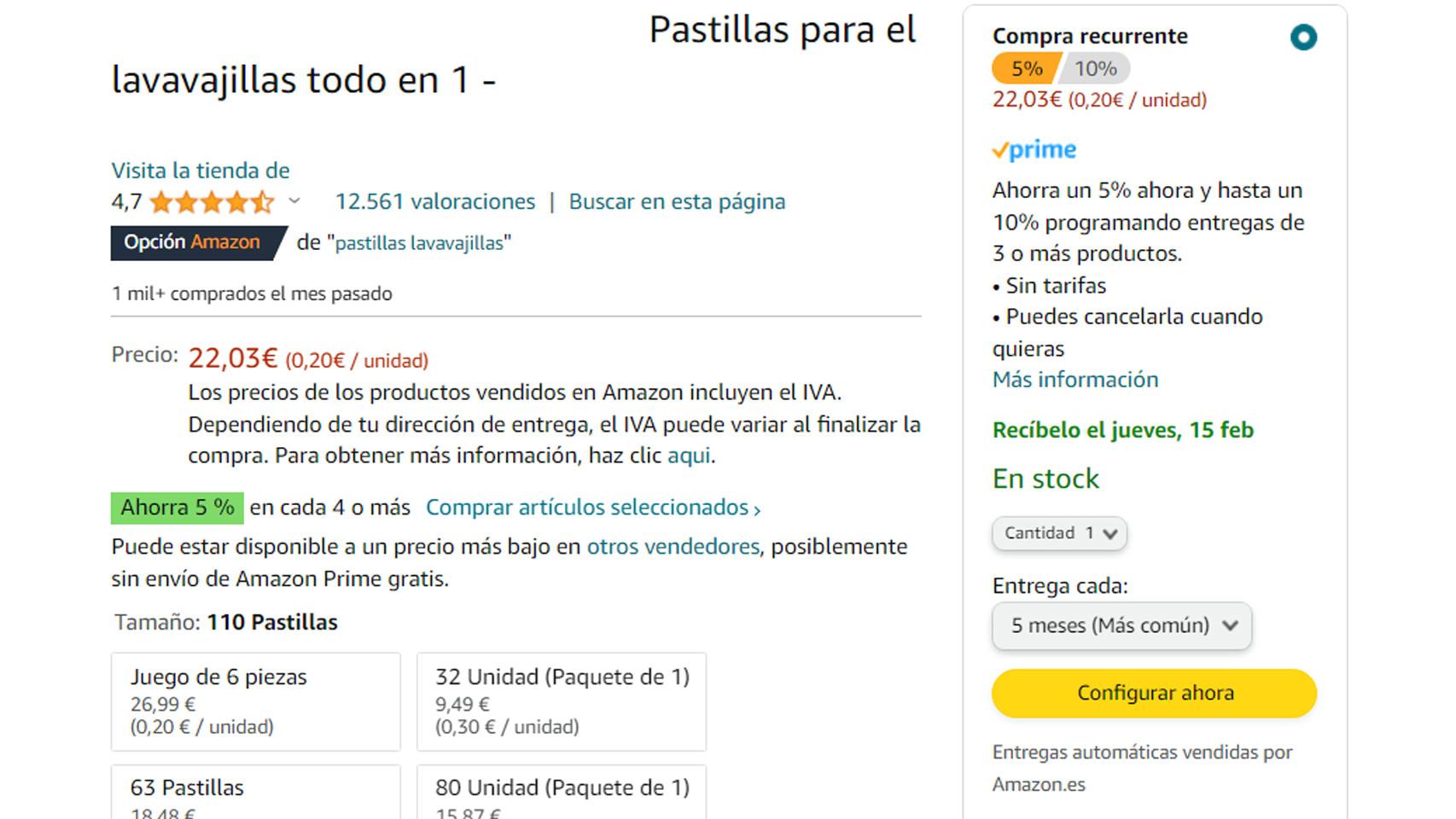 Compra recurrente en Amazon