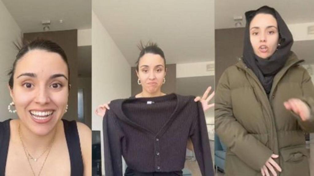 La joven contradice la popular tradición de combatir el frío con muchas capas