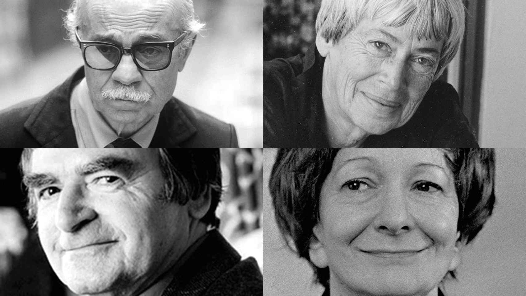 De izquierda a derecha y de arriba abajo, Ernesto Sabato, Ursula K. Le Guin, David Lodge y Wislawa Szymborska