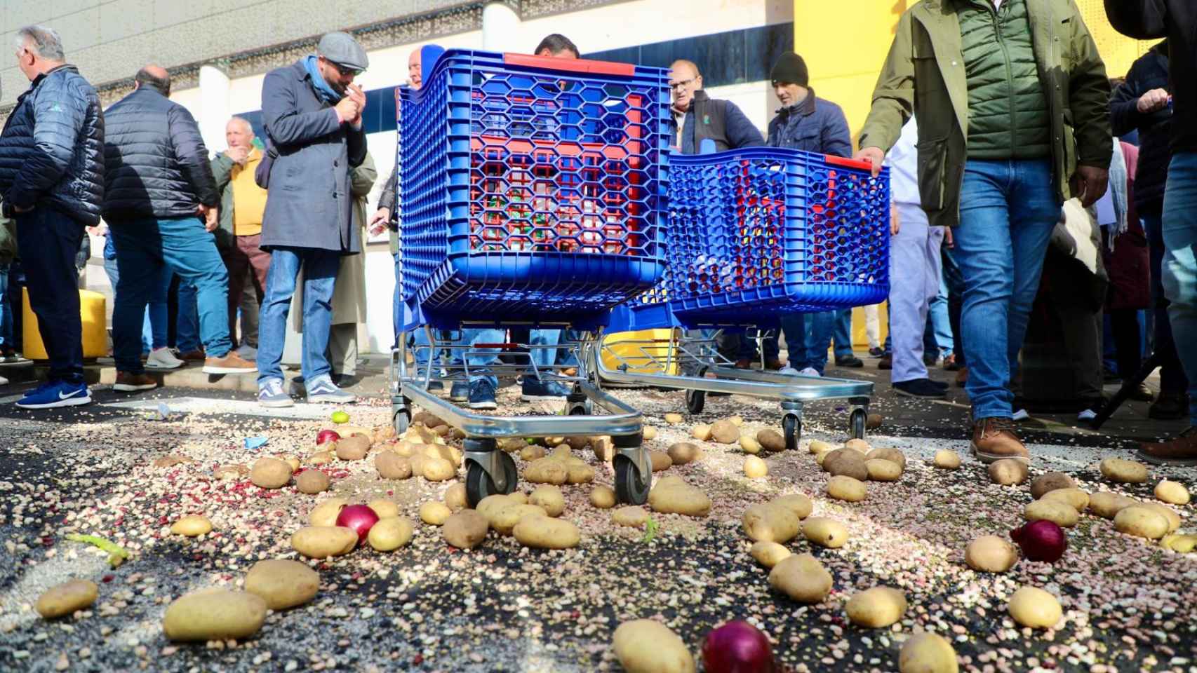 Protestas de las OPAs a las puertas de los supermercados de Salamanca Fotos Luis Cotobal