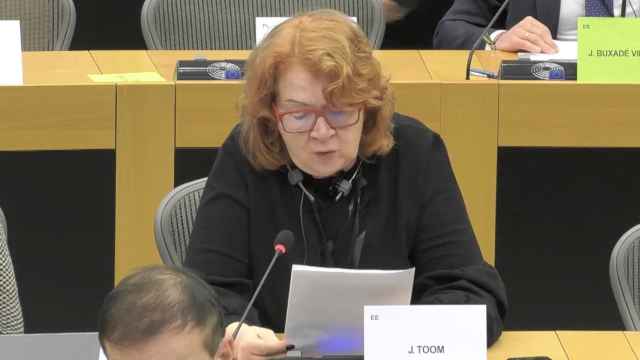 La jefa de la misión de la Eurocámara a Cataluña, Jana Toom, durante el debate de este miércoles en Bruselas.