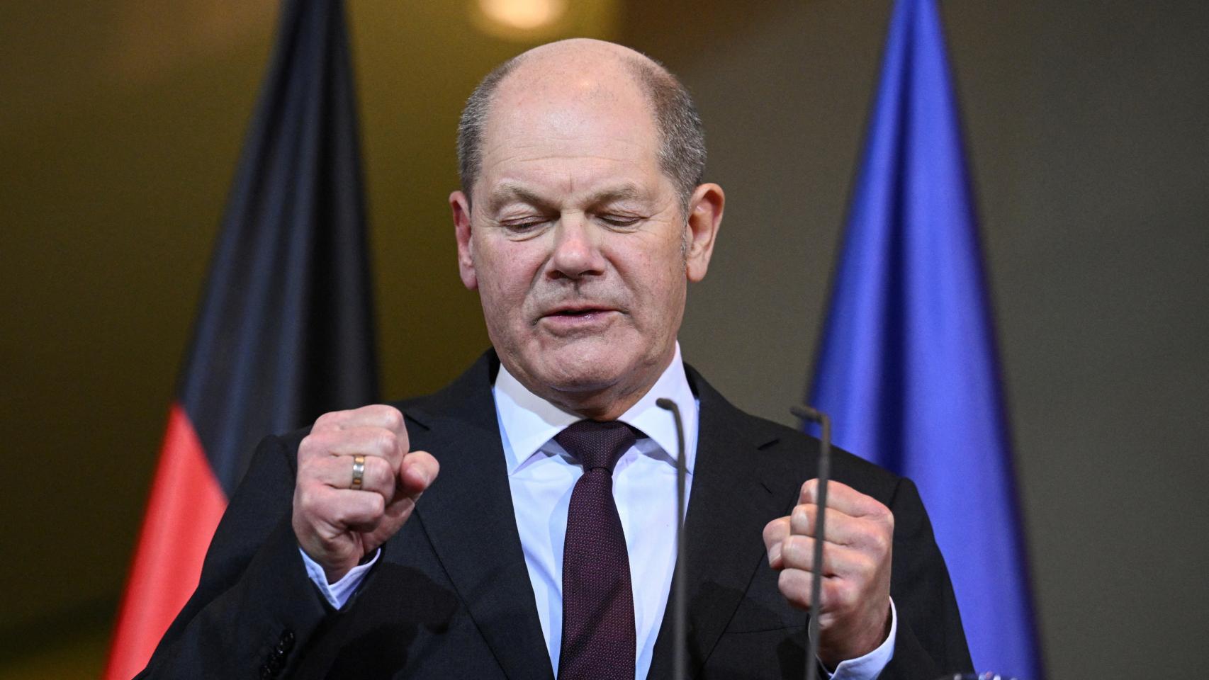 El canciller alemán, Olaf Scholz, durante un acto esta semana.