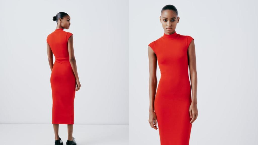 Vestido Midi Rib Perkins, Zara.