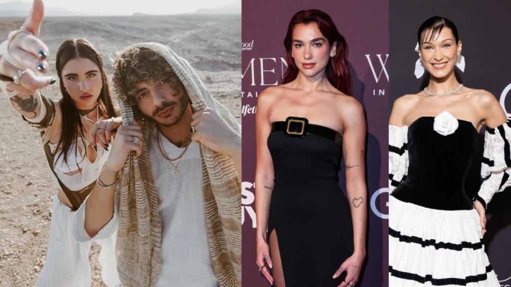 Montaje con imágenes de Ness Ve Stilla, Dua Lipa y Bella Hadid.