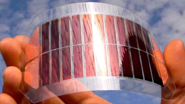 Una celda solar flexible.