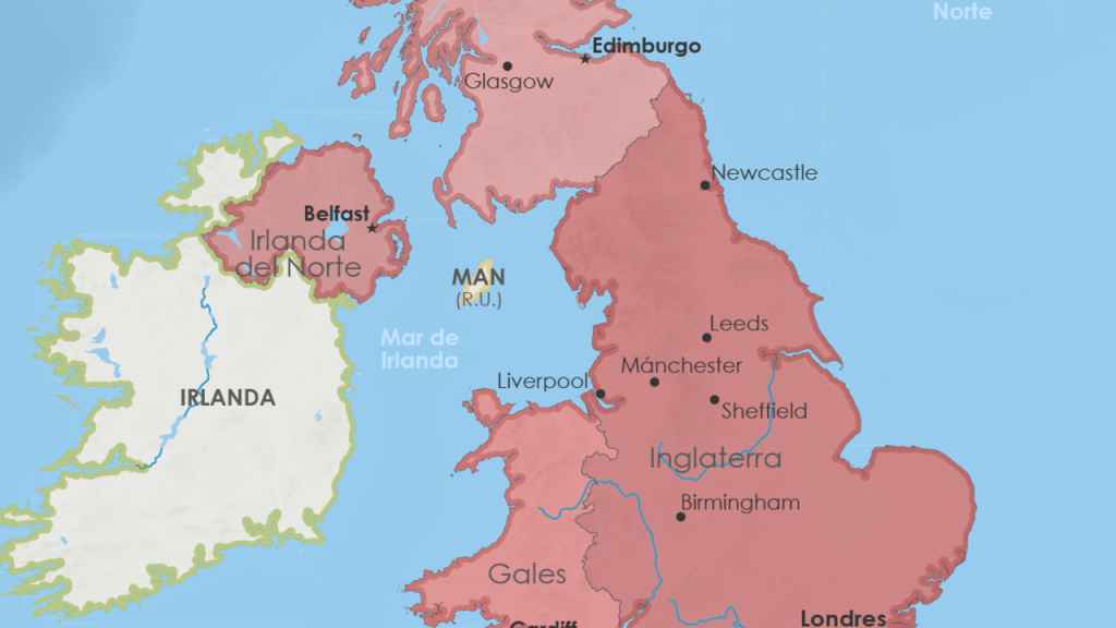 Mapa político de Reino Unido e Inglaterra.