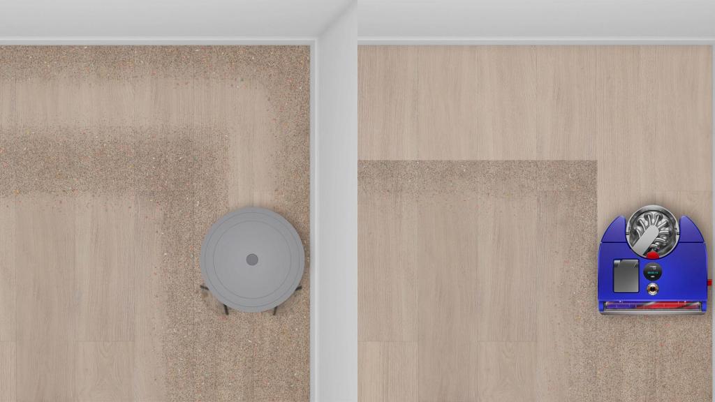 Dyson 360 Vis Nav limpiando el suelo.