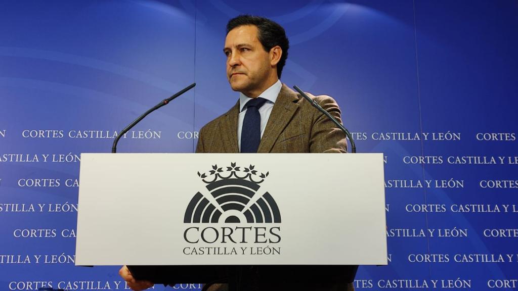 El eurodiputado del PP y exportavoz del Grupo Popular en las Cortes, Raúl de la Hoz, durante una intervención tras una Junta de Portavoces