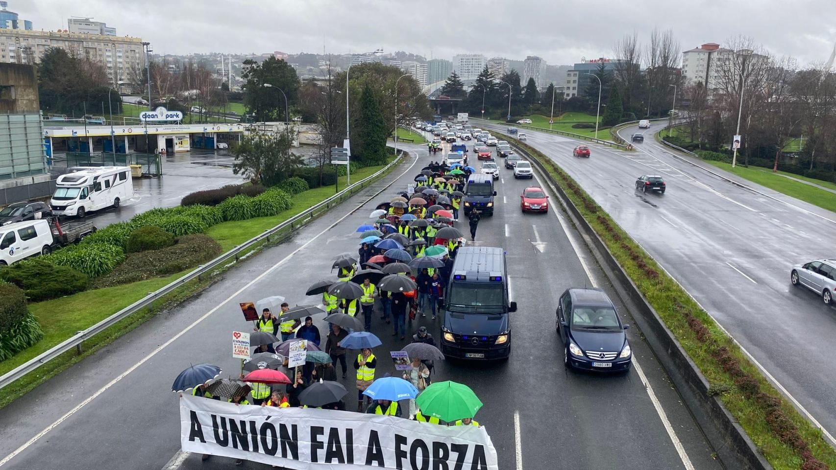 Protesta de ganaderos y agricultores en A Coruña