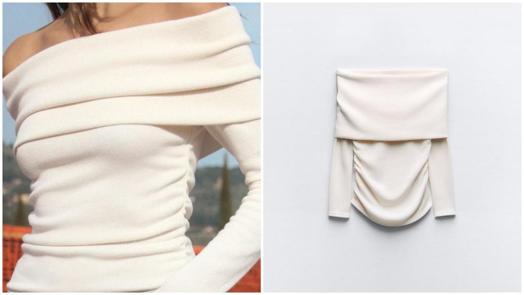 Jersey soft hombros descubiertos en Zara.