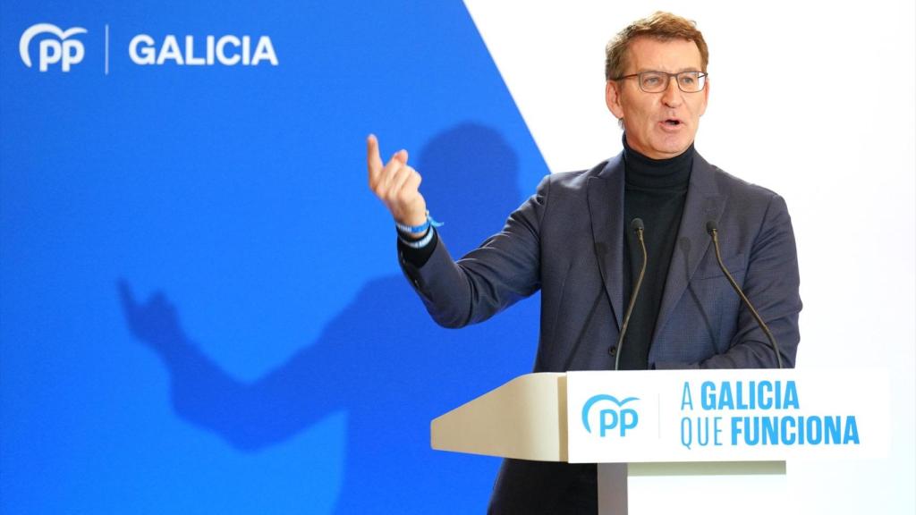 El líder del PP, Alberto Núñez Feijóo, en un acto de campaña.