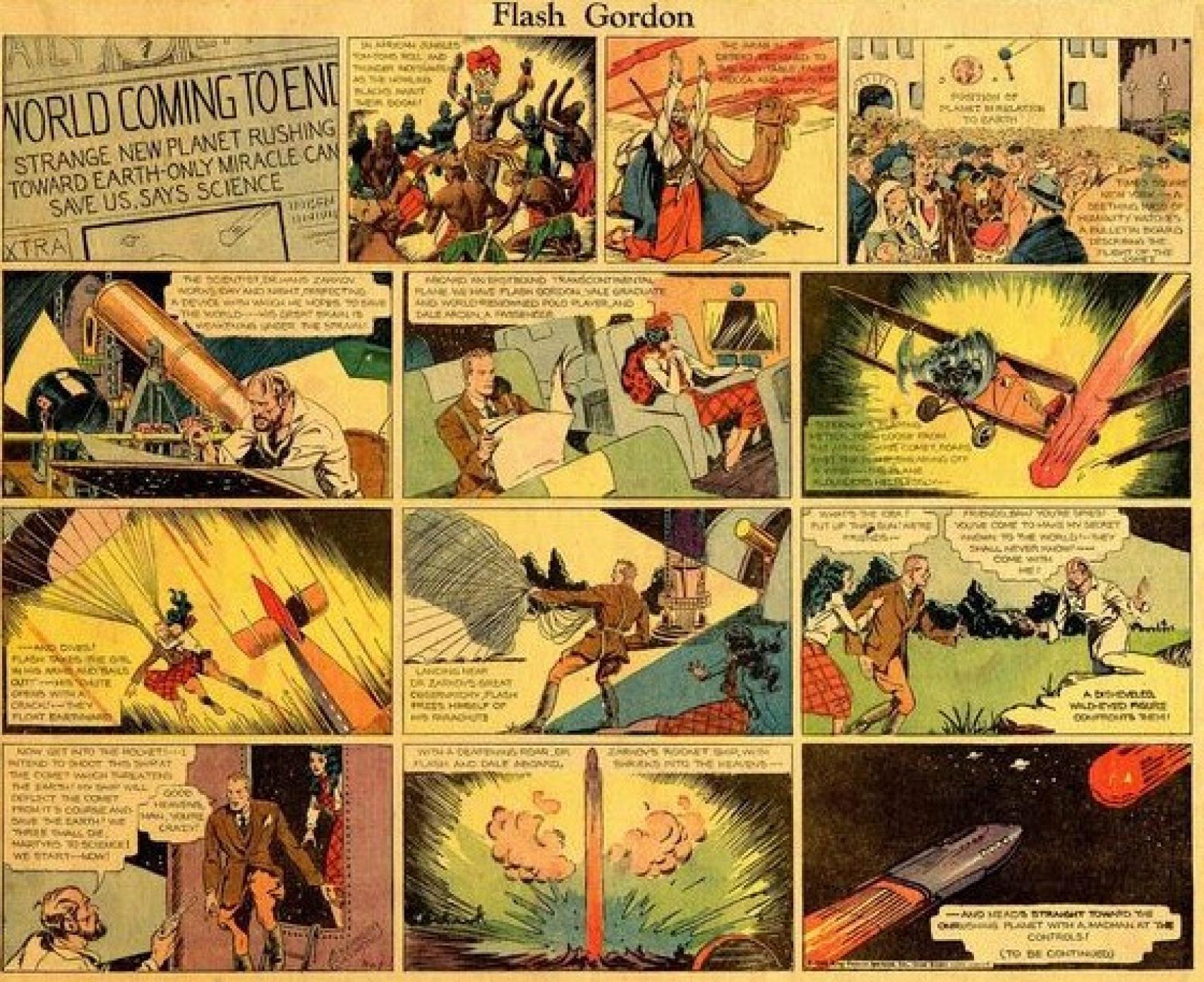 Primera aparición de Flash Gordon, en 1934