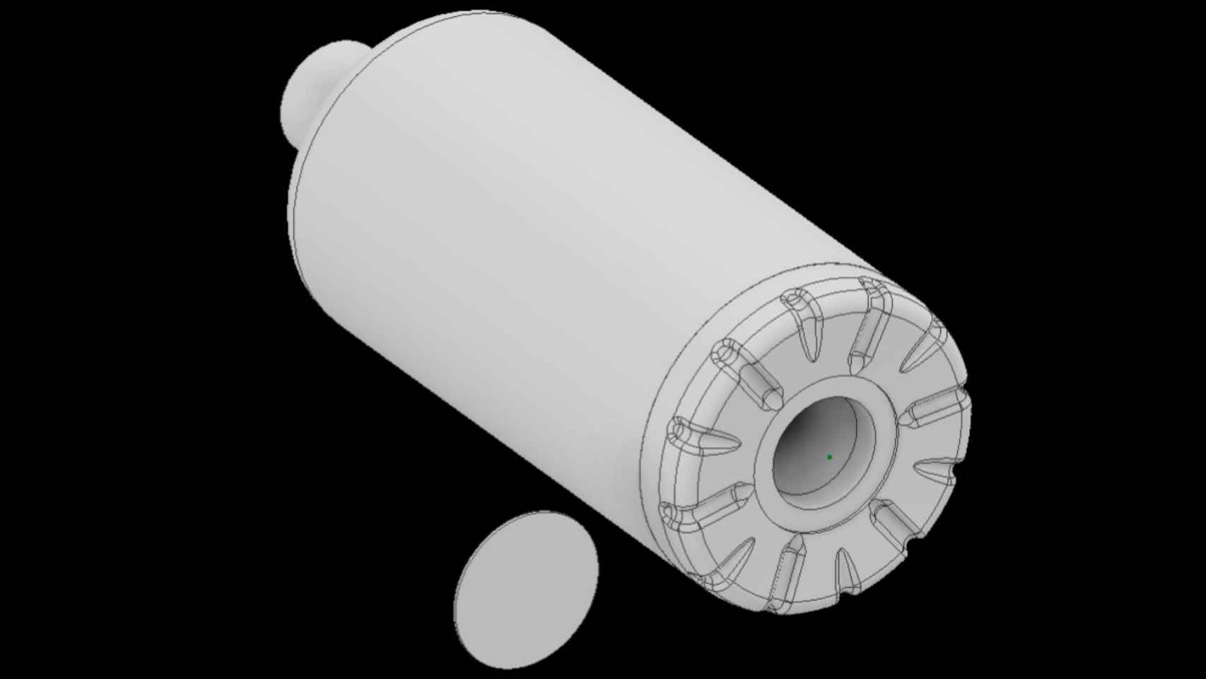Botella 'Gravity System', con la cámara de aire en el centro de la base y, a su lado, la tapa.
