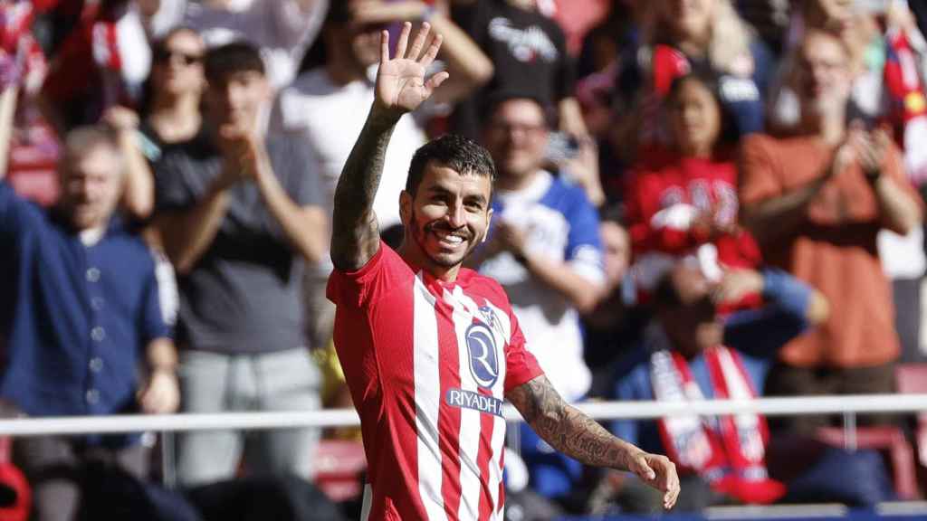 Ángel Correa celebra un gol con el Atlético de Madrid