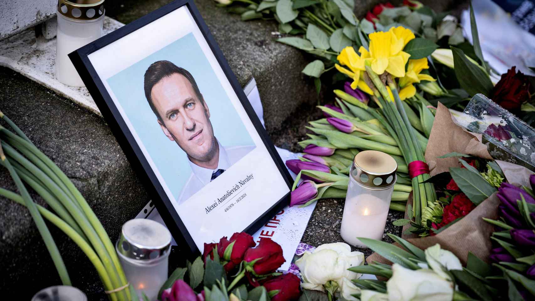 Uno de los altares en homenaje a Navalny