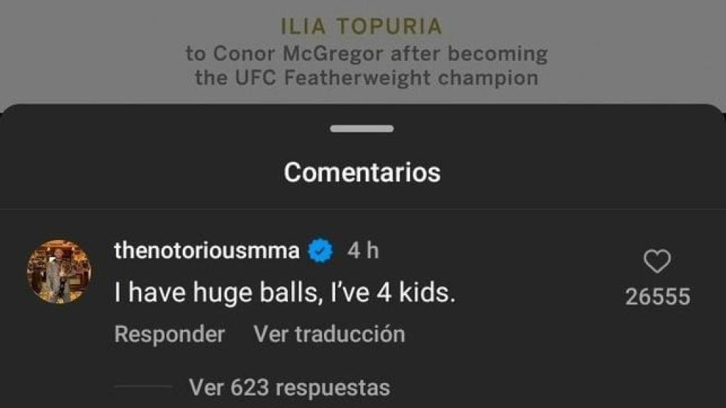 Mensaje de McGregor a Topuria en las redes sociales.