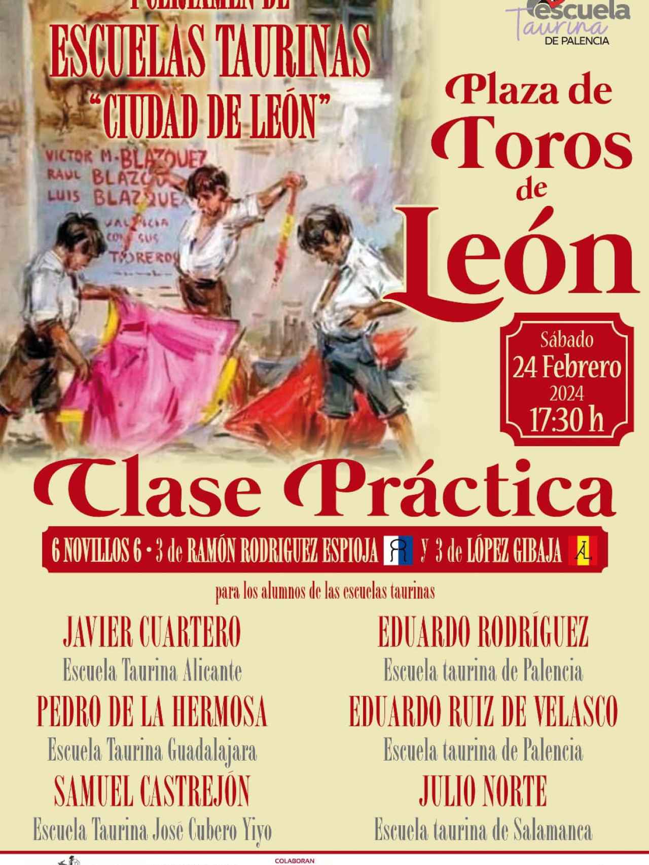 Cartel que anuncia la novillada en León