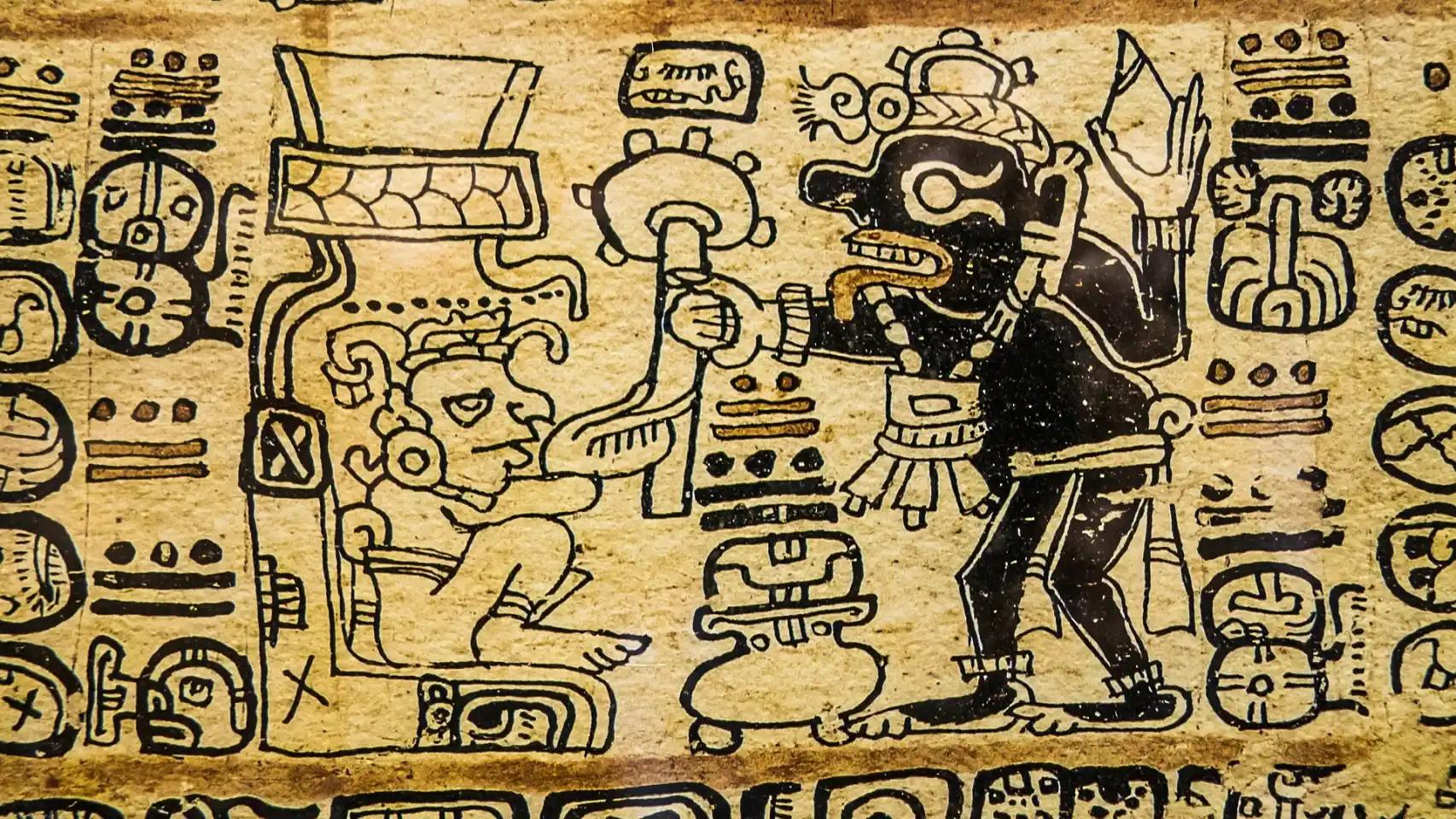 Imagen de archivo de un jeroglífico azteca.