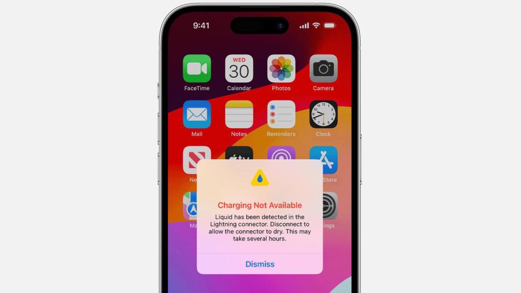 Alerta por líquido de iOS 17.