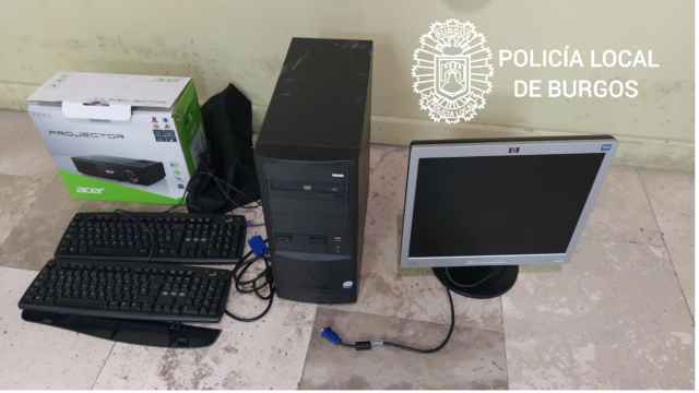 El material informático robado en la tienda de Burgos