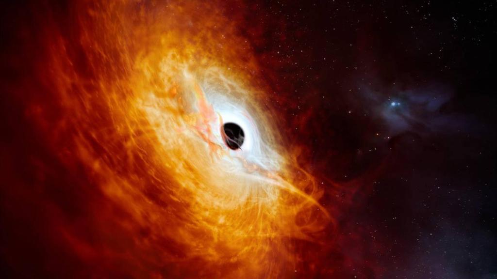 Reproducción artística del cuásar J0529-4351, que ha batido récords.