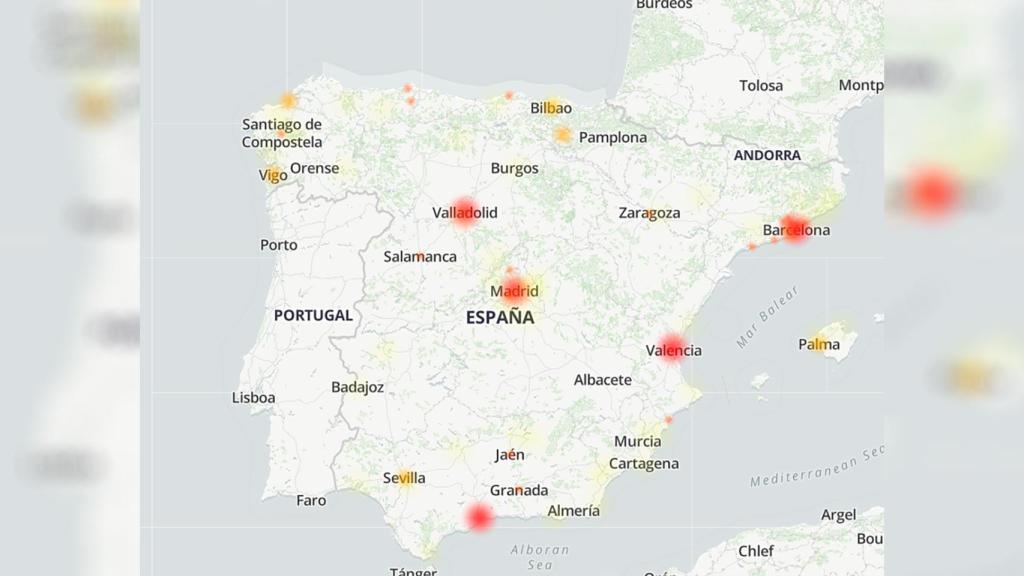 Imagen del mapa de incidencias en España