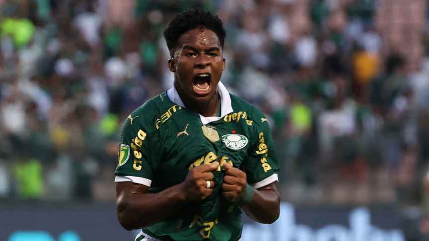 Endrick celebra su último gol con el Palmeiras