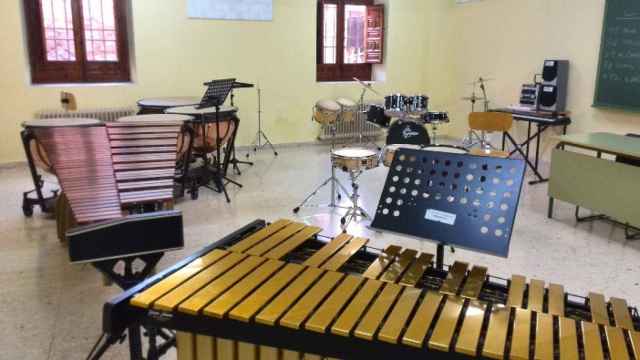El aula de percusión del conservatorio Jacinto Guerrero de Toledo.