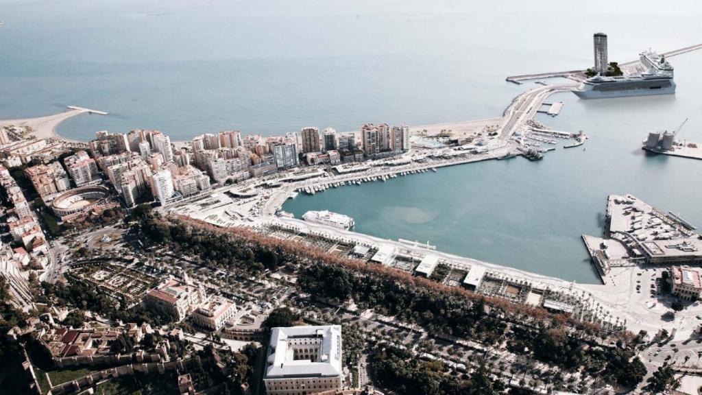 Vista de la Torre del Puerto desde el Centro de Málaga.