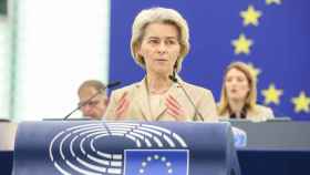 La presidenta Ursula von der Leyen, durante su última intervención en el pleno de la Eurocámara en Estrasburgo