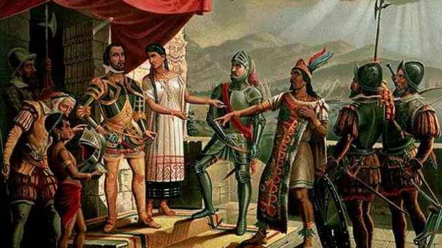 Imagen de archivo de la conquista azteca.