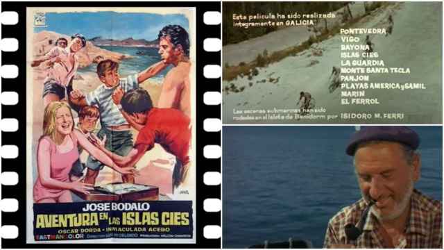 Cartel y fotogramas de ‘Aventuras en las islas Cíes’.