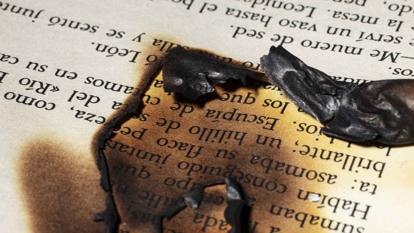 Hojas de libro quemadas.