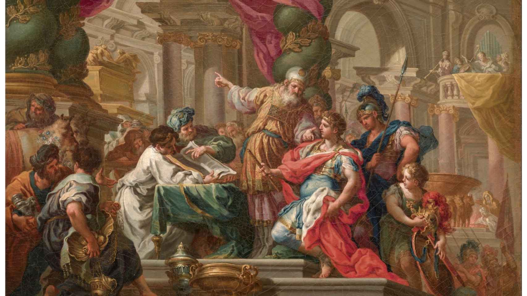 Alejandro Magno en el Templo de Jerusalén, cuadro de 1736