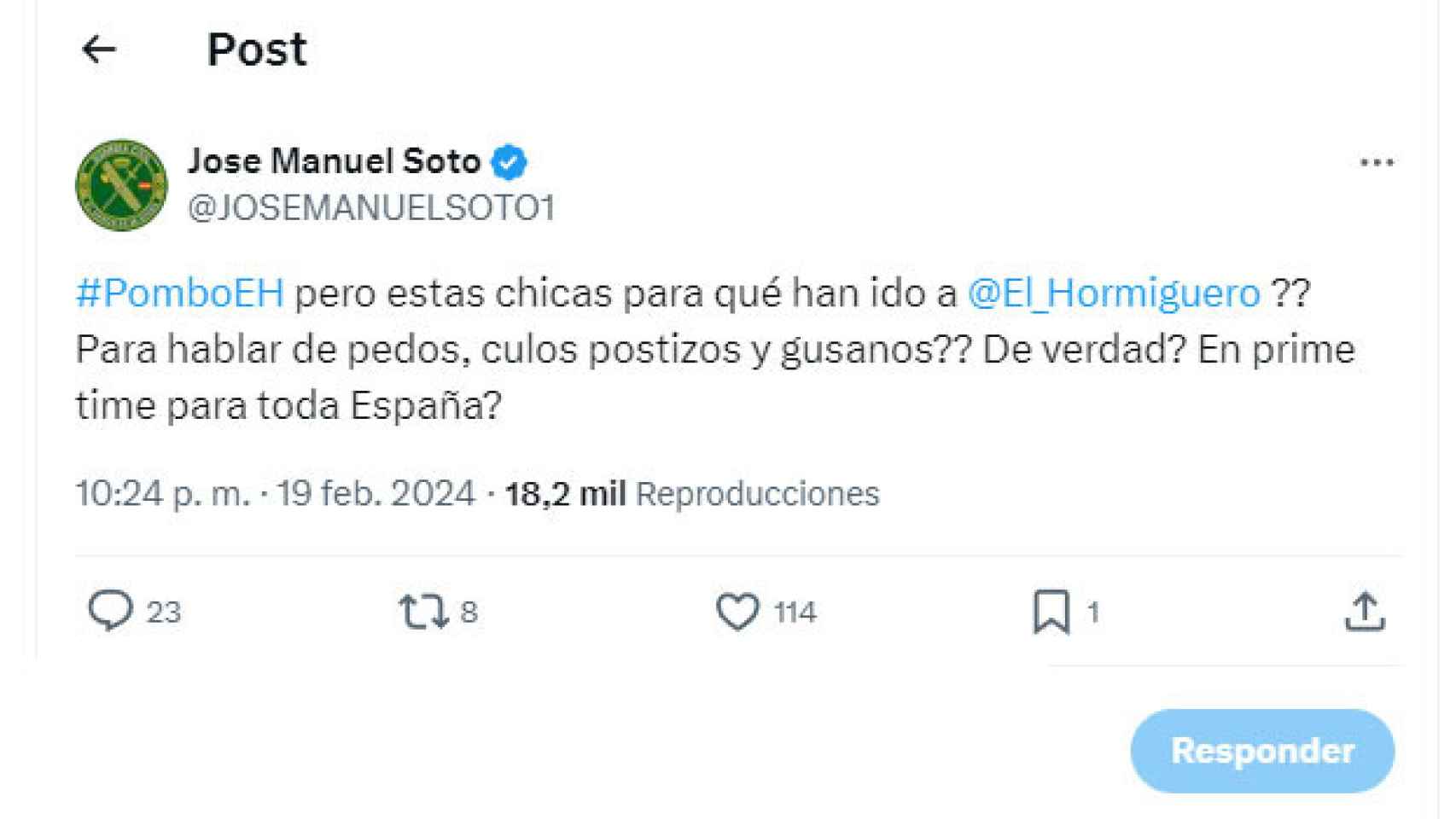 José Manuel Soto opinó de la entrevista a las Pombo en sus redes sociales.