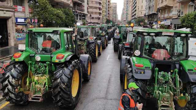 Imagen de una protesta de tractores