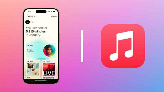 Apple Music Replay en un iPhone, en un fotomontaje.