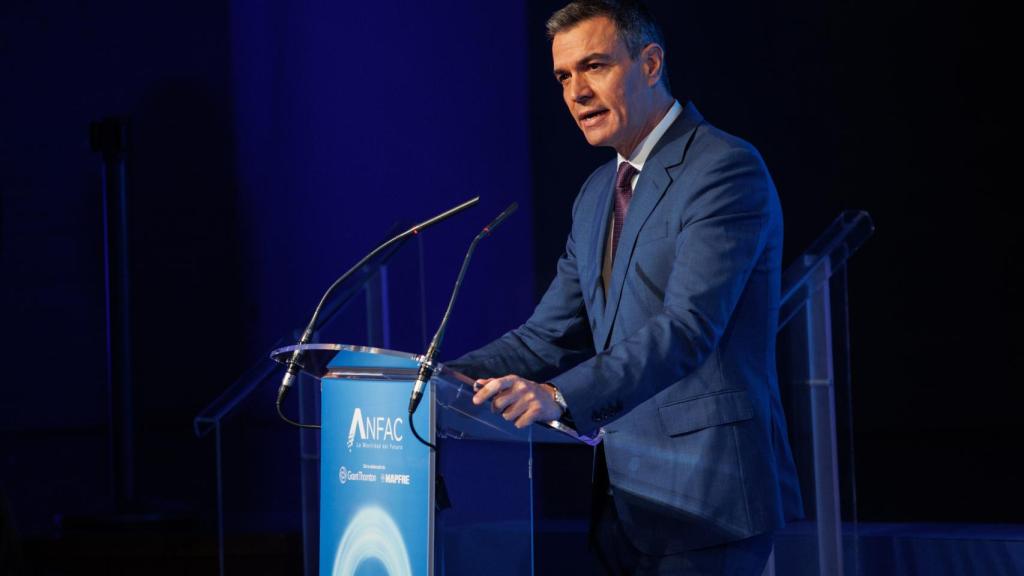 El presidente del Gobierno, Pedro Sánchez, durante la clausura de la IV edición del Foro Anfac.
