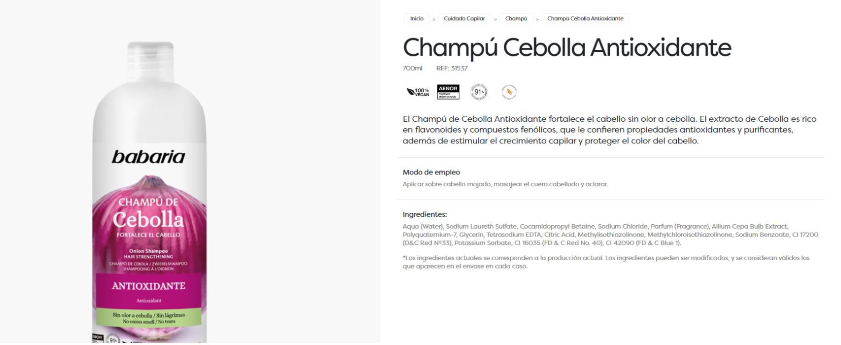 El champú de cebolla de Babaria por tan solo 2,99 promete el crecimiento del cabello.