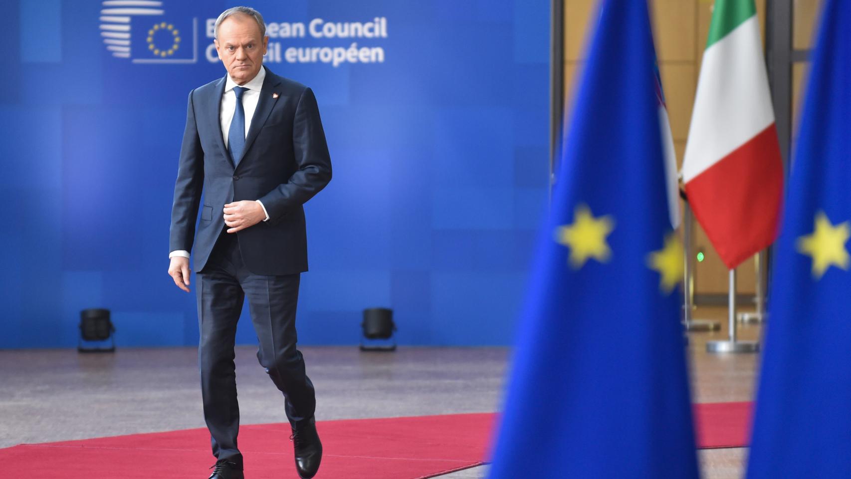 El primer ministro de Polonia y expresidente del Consejo Europeo, Donald Tusk, durante la última cumbre de la UE el 1 de febrero