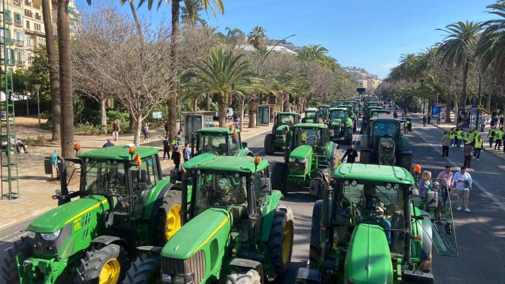 Los tractores se concentran en el Paseo del Parque.