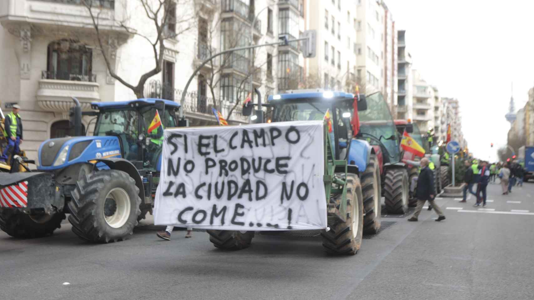 Protestas de los agricultores en la zona de O'Donnell de Madrid