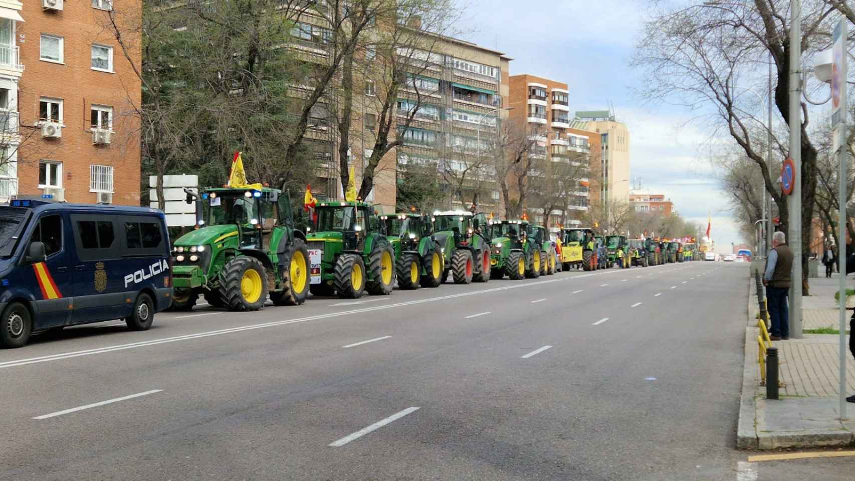 Tractorada en Madrid en la zona de Príncipe de Vergara