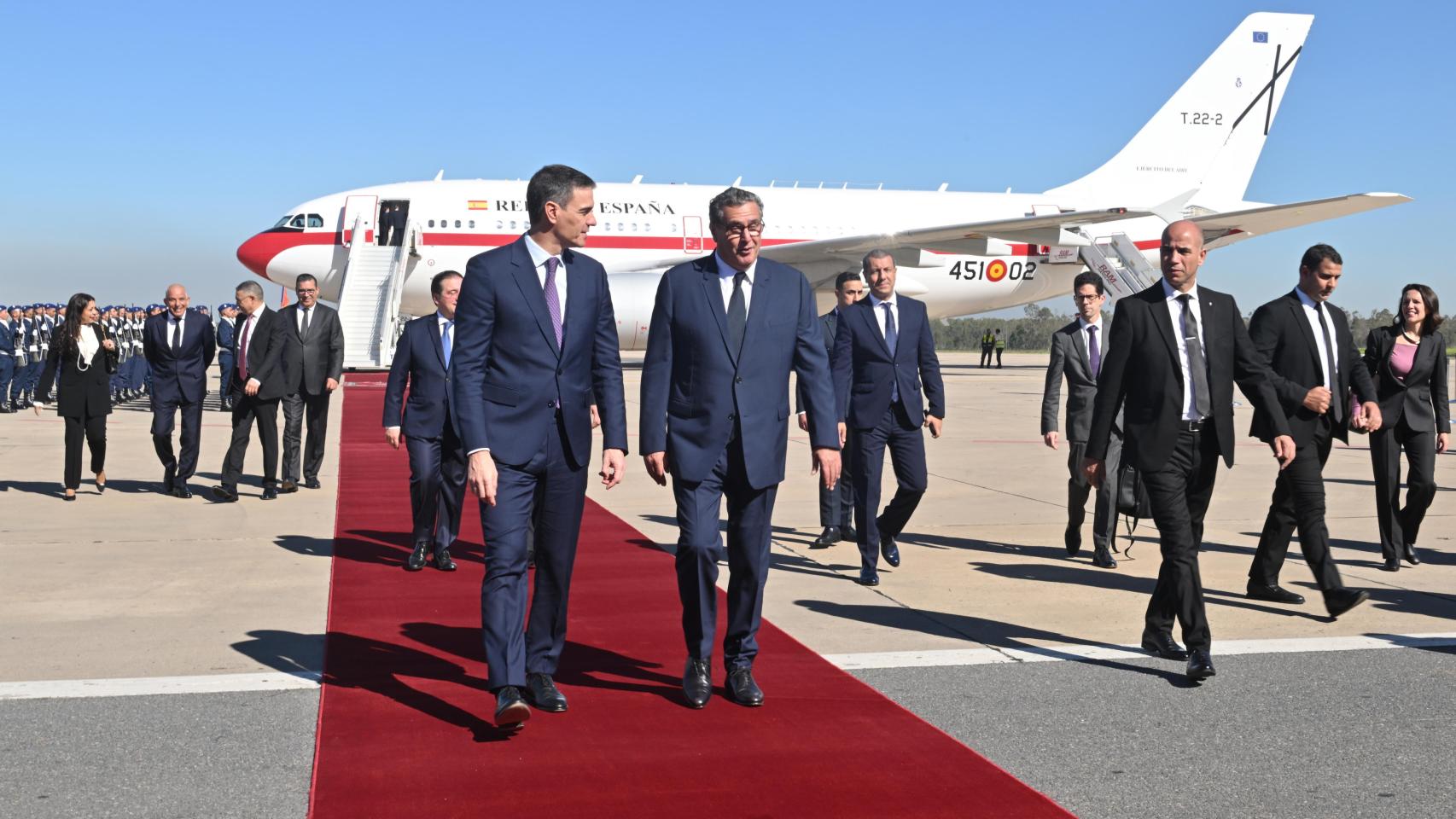 Pedro Sánchez este miércoles a su llegada a Rabat.